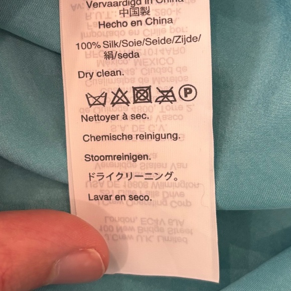 J Crew Collection Silk Blue Button Down Ruffled Blouse, Size 10 - Picture 9 of 9